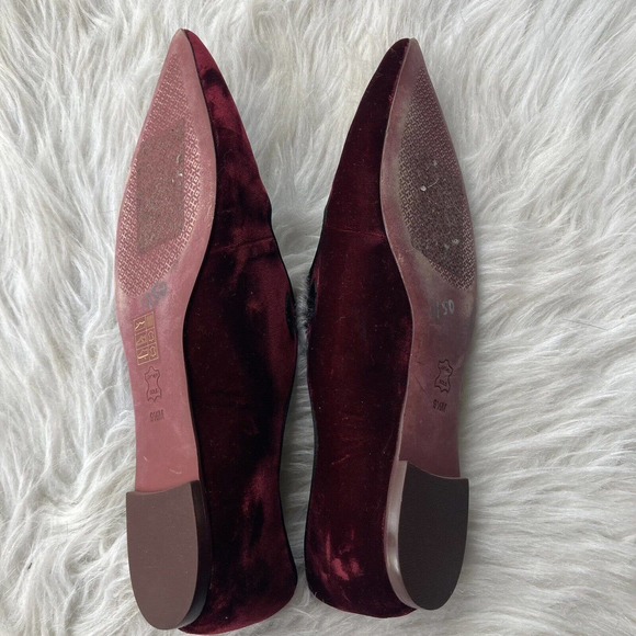 Tory Burch Clara Ballet Flats Size 9.5 Crushed Red Velvet Leather Missing Ribbon - Picture 9 of 14